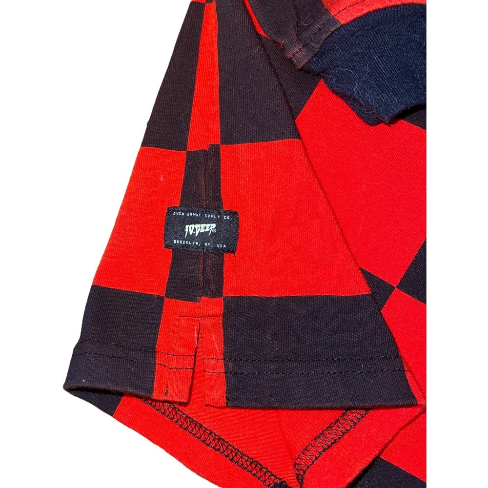 10.Deep Men's Long Sleeve rugby shirt - Manchester Checker - Orange / Black - Picture 2 of 10